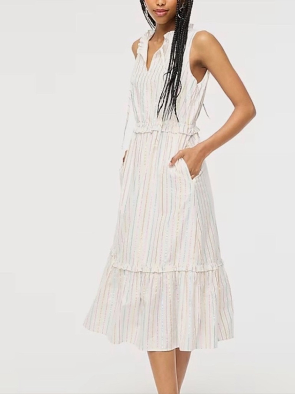 J.Crew Factory Sleeveless Shimmer Tie-Front Midi Dress Size 14